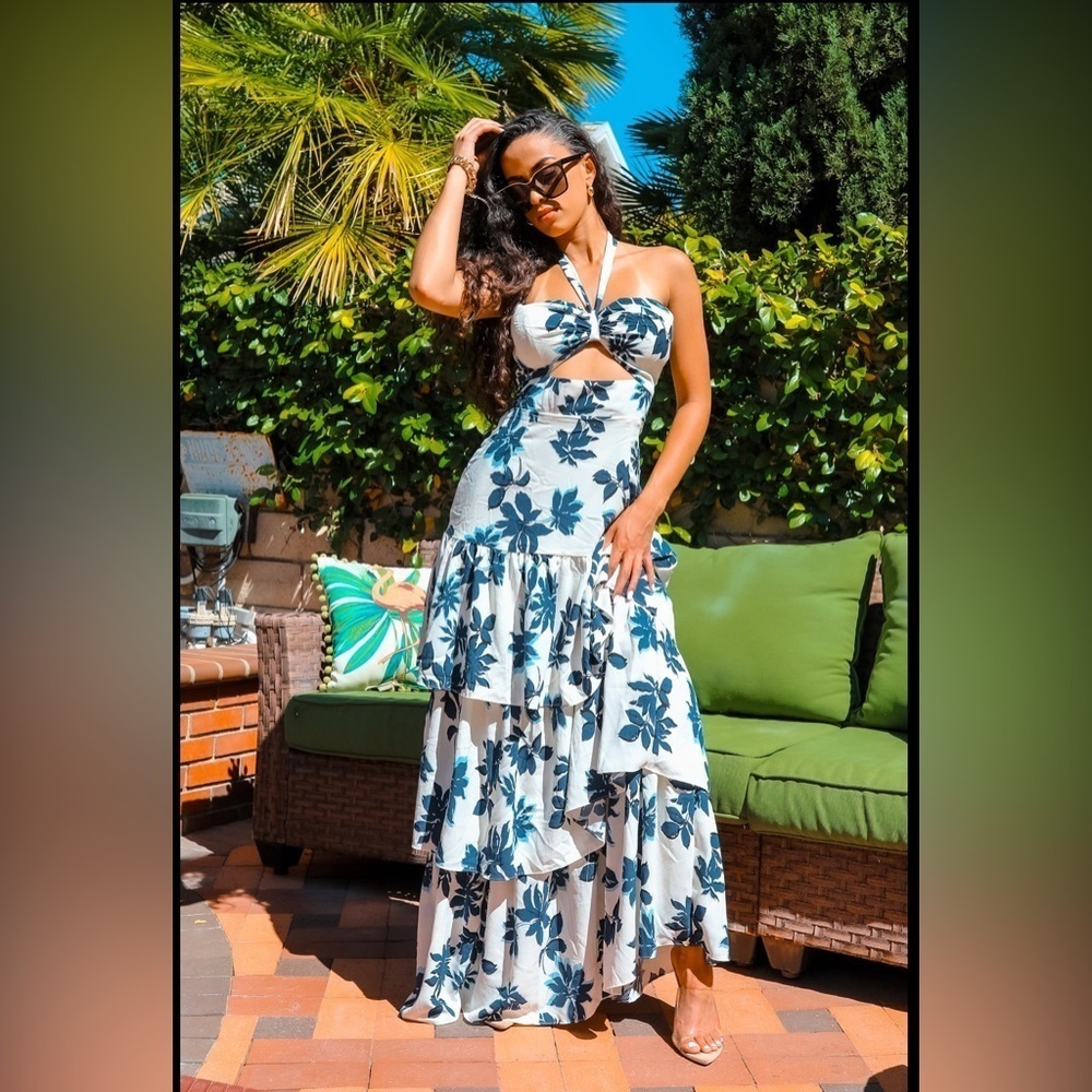 Floral Halter Maxi Dress - Picture 2 of 4
